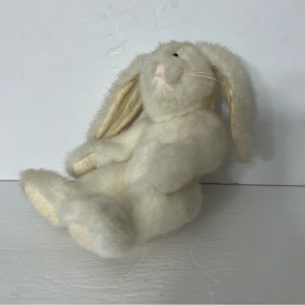 VTG Boyds Collection 1990 Jointed Bunny Plush White with Black Hair 10